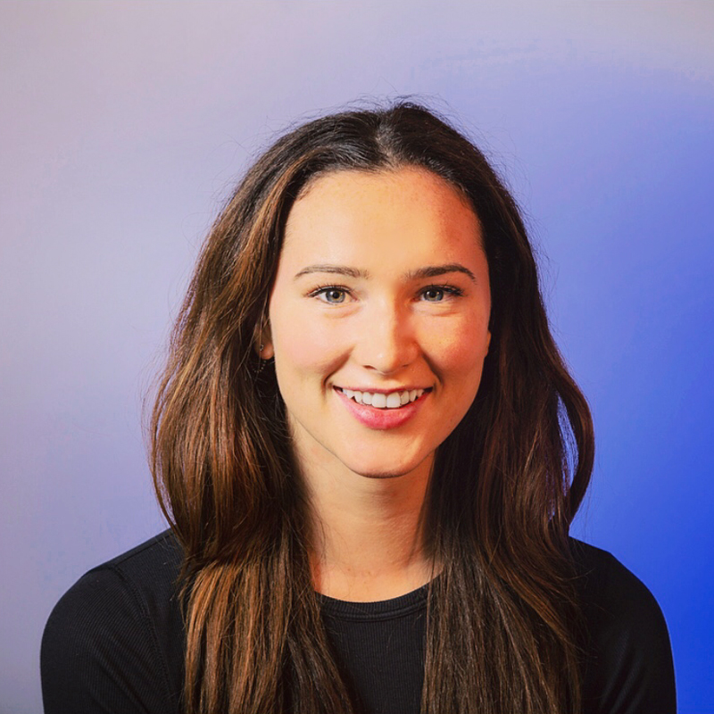 "Image of Mara Leighton on a blue background"